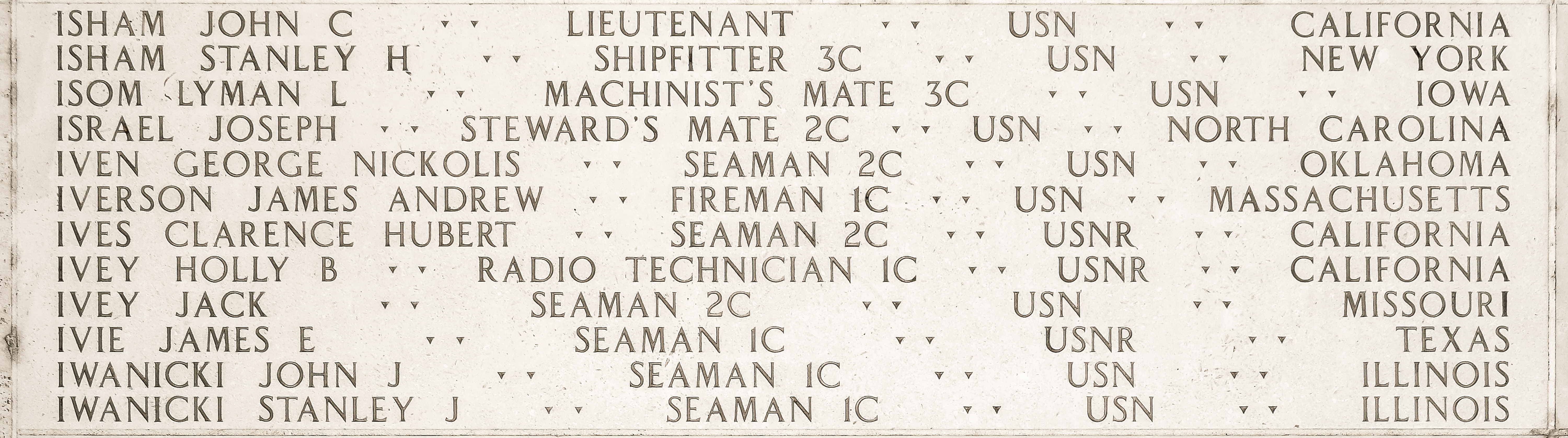 James E. Ivie, Seaman First Class